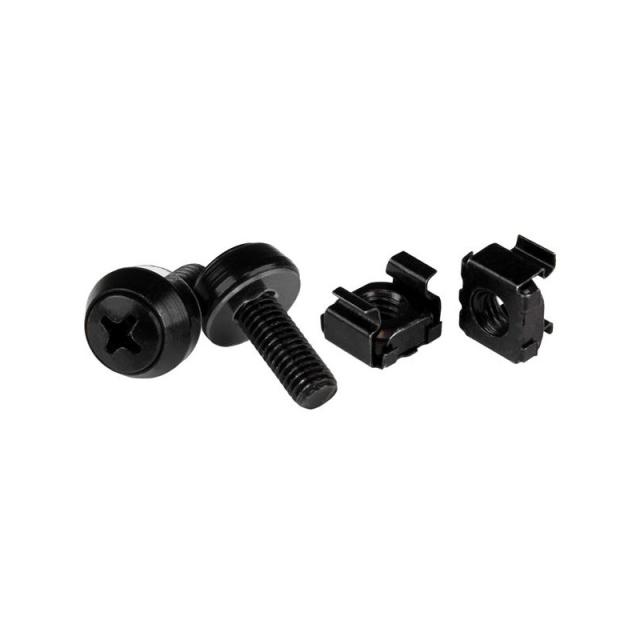 StarTech.com - Paquete de 100 Tornillos y Tuercas Enjauladas Cage Nuts M6x12mm - Negro