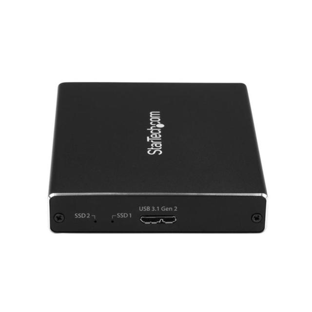 StarTech.com - Caja de Dos Bahías M.2 NGFF - USB 3.1 (10Gbps) - RAID - Caja Externa USB-C y USB-A de Aluminio
