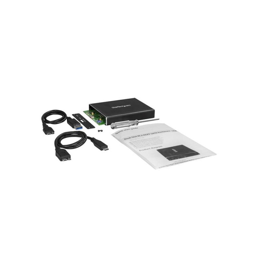 StarTech.com - Caja de Dos Bahías M.2 NGFF - USB 3.1 (10Gbps) - RAID - Caja Externa USB-C y USB-A de Aluminio