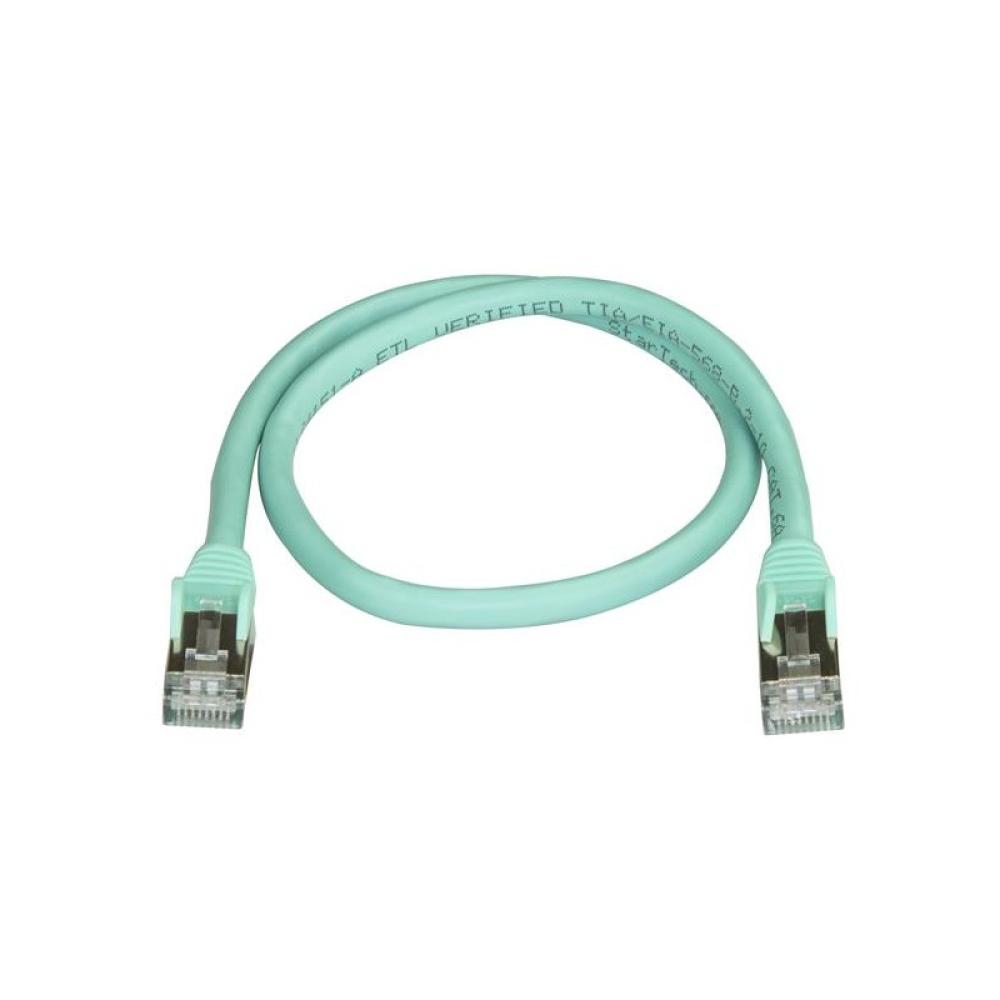 StarTech.com - Cable de 0,5m de Red Ethernet RJ45 Cat6a Blindado STP - Cable sin Enganche Snagless - Aguamarina
