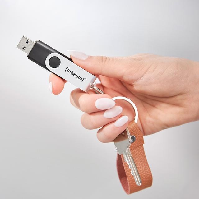 Intenso - Memoria USB Office Line, 32 GB, USB-A, 3.2 Gen 1x1, negro-plata