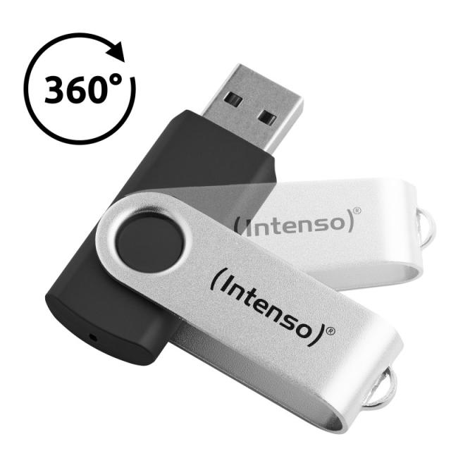 Intenso - Memoria USB Office Line, 64 GB, USB-A, 3.2 Gen 1x1, negro-plata