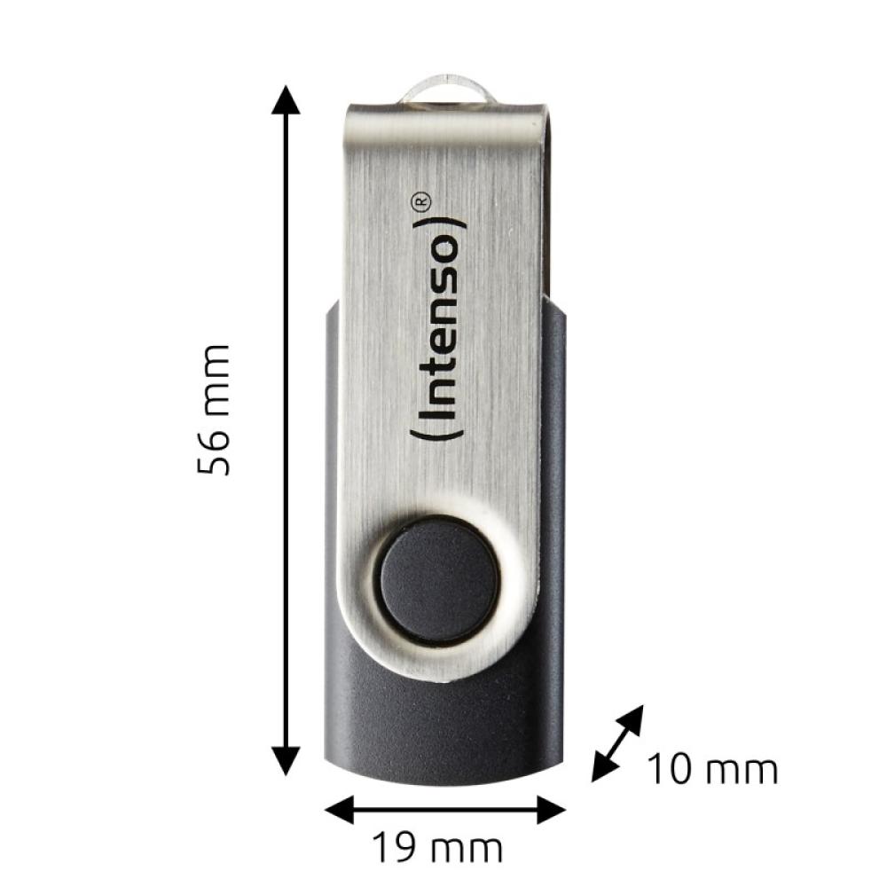 Intenso - Memoria USB Office Line, 64 GB, USB-A, 3.2 Gen 1x1, negro-plata