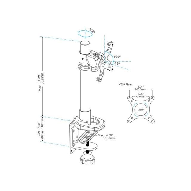 StarTech.com - Soporte para Un Monitor hasta 34"(14Kg) - de Altura Ajustable - de Acero