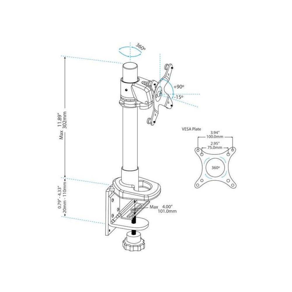 StarTech.com - Soporte para Un Monitor hasta 34"(14Kg) - de Altura Ajustable - de Acero