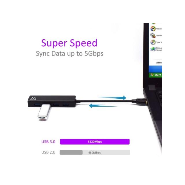 Ewent - EW1136 hub de interfaz USB 3.2 Gen 1 (3.1 Gen 1) Type-A 480 Mbit/s Negro