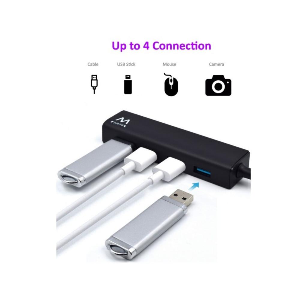 Ewent - EW1136 hub de interfaz USB 3.2 Gen 1 (3.1 Gen 1) Type-A 480 Mbit/s Negro