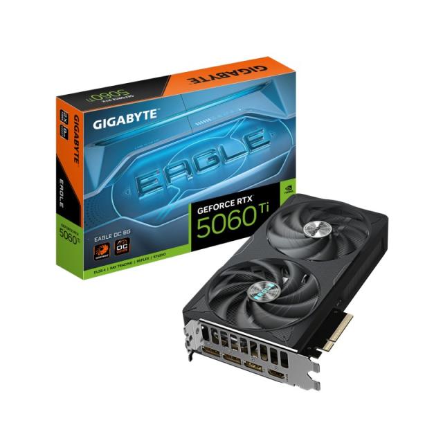GIGABYTE - GeForce RTX 5060 Ti EAGLE OC 8G Tarjeta Gráfica – 8 GB GDDR7, 128 bits, PCI-E 5.0, 2617 MHz Frecuencia del núcleo, 3