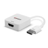 Lindy - 38303 adaptador de cable de vídeo 0,095 m HDMI tipo A (Estándar) DisplayPort Blanco