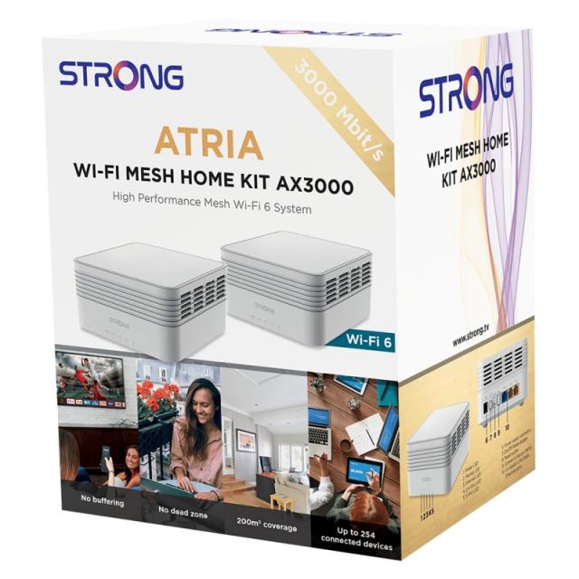 Strong - MESHKITAX3000 sistema Wi-Fi Mesh (Wi-Fi en malla) Doble banda (2,4 GHz / 5 GHz) Wi-Fi 6 (802.11ax) Blanco 2 Interno