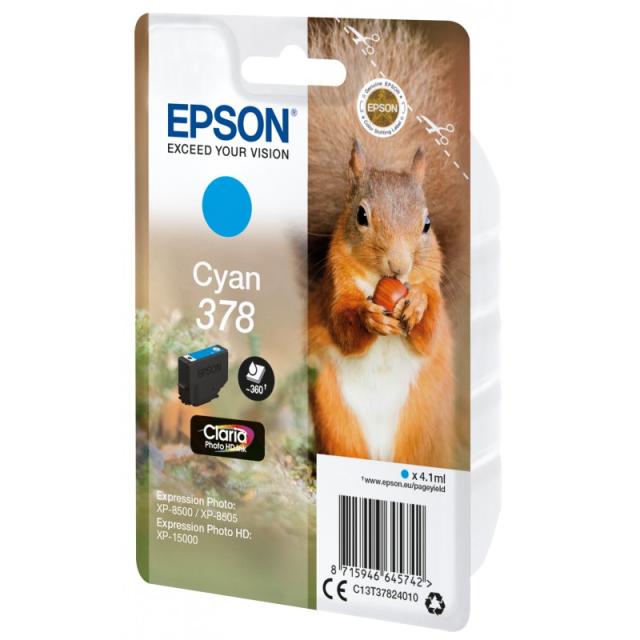 Epson - Squirrel Singlepack Cyan 378 Claria Photo HD Ink