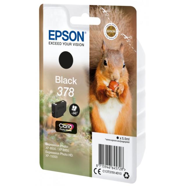 Epson - Squirrel Singlepack Black 378 Claria Photo HD Ink