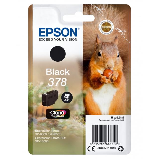 Epson - Squirrel Singlepack Black 378 Claria Photo HD Ink