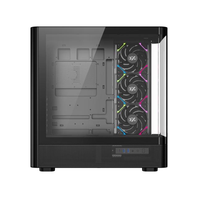 XYZ - QUANTUM TORRE GAMING A-RGB , 4x VENTILADORES, PWM, BTF, CRISTAL CURVO, TIPO C , ATX, NEGRA