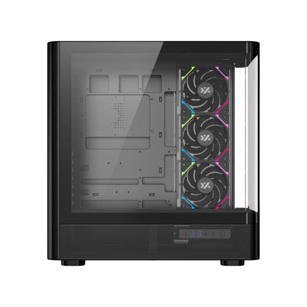 XYZ - QUANTUM TORRE GAMING A-RGB , 4x VENTILADORES, PWM, BTF, CRISTAL CURVO, TIPO C , ATX, NEGRA