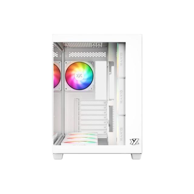 XYZ - TESSERACT X, TORRE GAMING,DUAL CHAMBER, 7x VENTILADORES, CRISTAL,BTF, TYPO C, ATX, BLANCA