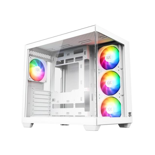 XYZ - TESSERACT X, TORRE GAMING,DUAL CHAMBER, 7x VENTILADORES, CRISTAL,BTF, TYPO C, ATX, BLANCA