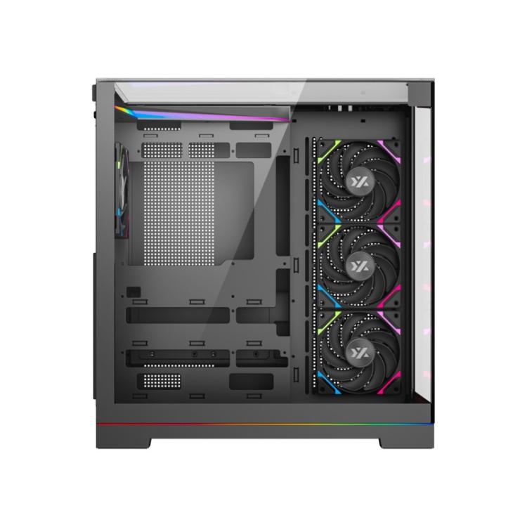 XYZ - TESSERACT A-RGB, TORRE GAMING, 4x VENTILADORES, 3D ULTRA-PANORAMICO,BTF, TYPO C, ATX, NEGRA