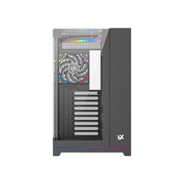 XYZ - TESSERACT A-RGB, TORRE GAMING, 4x VENTILADORES, 3D ULTRA-PANORAMICO,BTF, TYPO C, ATX, NEGRA