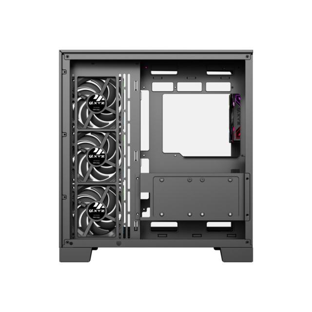 XYZ - TESSERACT A-RGB, TORRE GAMING, 4x VENTILADORES, 3D ULTRA-PANORAMICO,BTF, TYPO C, ATX, NEGRA