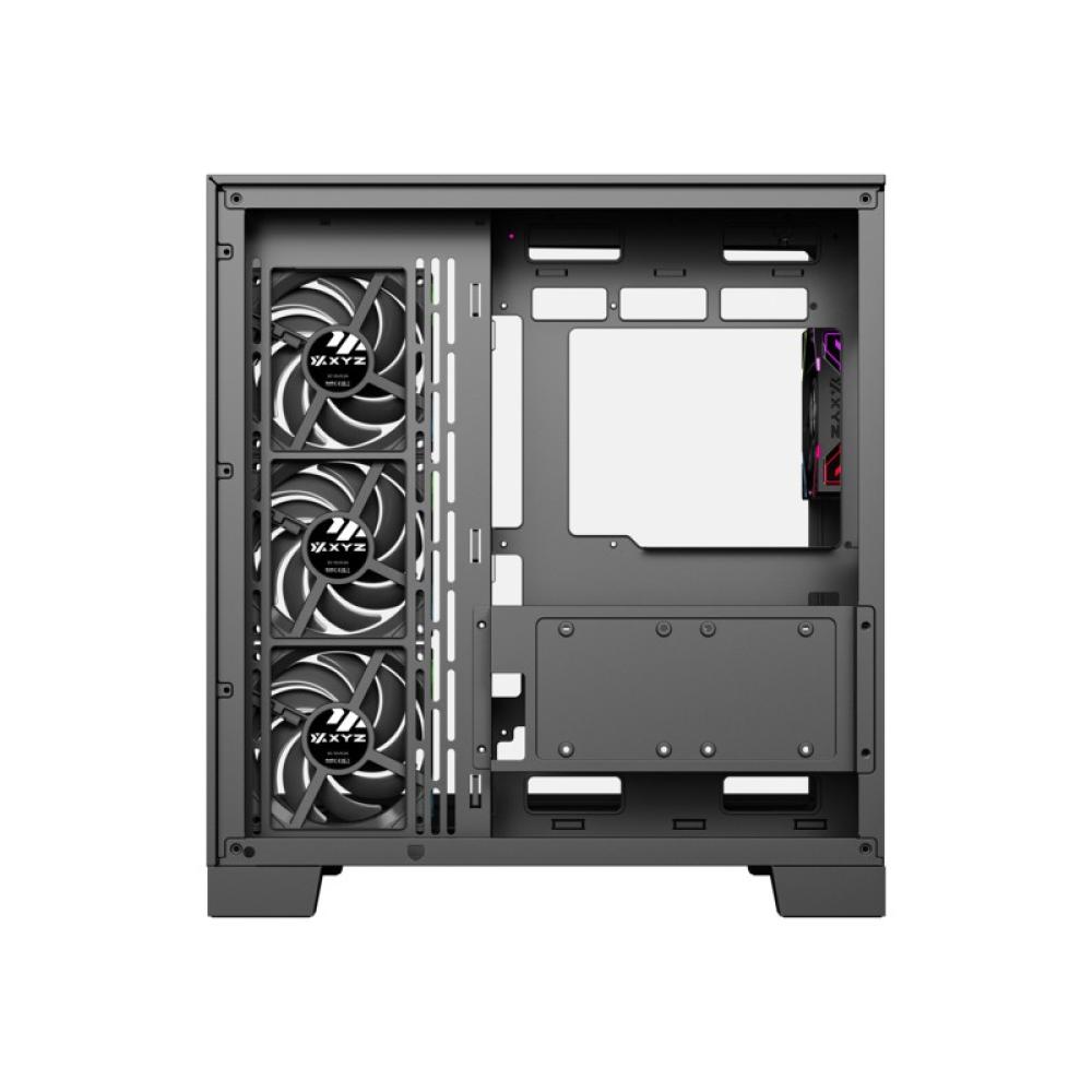 XYZ - TESSERACT A-RGB, TORRE GAMING, 4x VENTILADORES, 3D ULTRA-PANORAMICO,BTF, TYPO C, ATX, NEGRA
