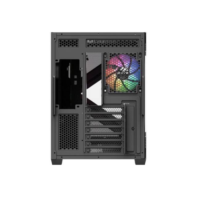 XYZ - QUBEX, TORRE GAMING,DUAL CHAMBER, 4x VENTILADORES, A-RGB, MESH DUAL ,BTF, TYPO C, ATX, NEGRA