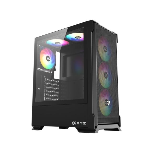 XYZ - AIRONE 300 X, TORRE GAMING,MESH, ALTO FLUJO AIRE, 6x VENTILADORES, TYPO C, ATX, NEGRA