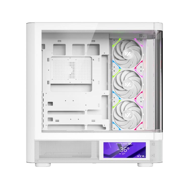 XYZ - QUANTUM PRO, TORRE GAMING , 4x VENTILADORES, PWM, BTF, PANTALLA 6,2" , TIPO C , ATX, BLANCA