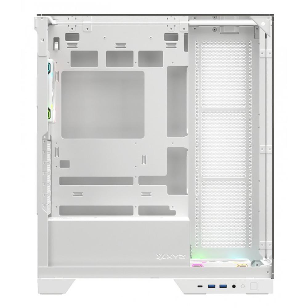 XYZ - TRIFECTA, TORRE GAMING, 2x VENTILADORES, 3D ULTRA-PANORAMICO,BTF, TYPO C, ATX, BLANCA