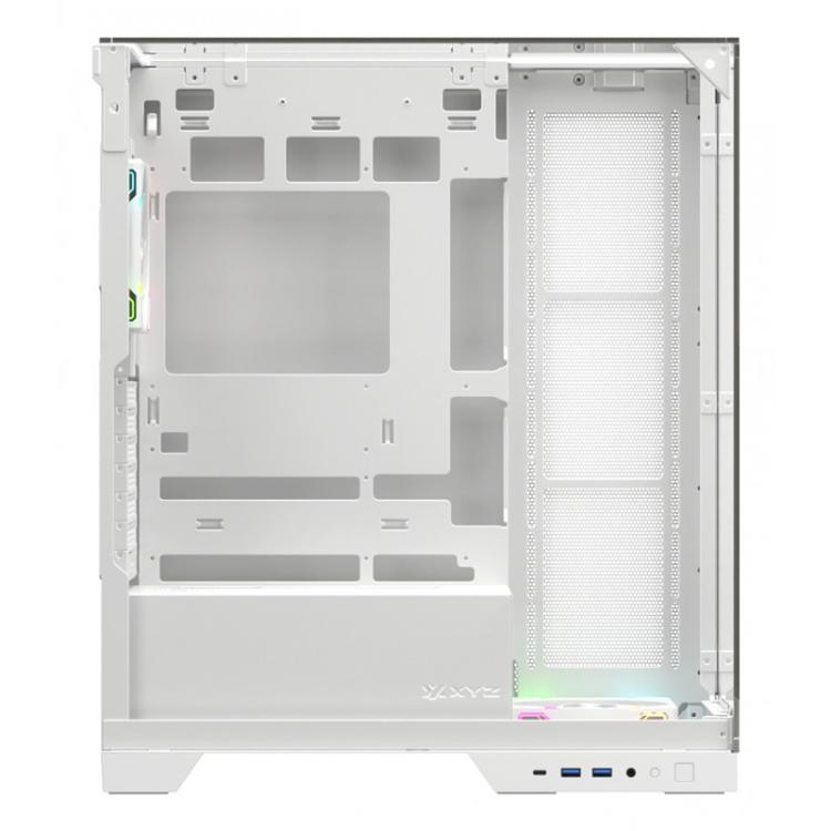 XYZ - TRIFECTA, TORRE GAMING, 2x VENTILADORES, 3D ULTRA-PANORAMICO,BTF, TYPO C, ATX, BLANCA