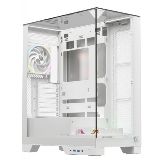 XYZ - TRIFECTA, TORRE GAMING, 2x VENTILADORES, 3D ULTRA-PANORAMICO,BTF, TYPO C, ATX, BLANCA