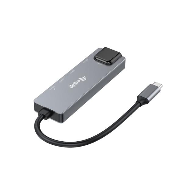 Equip - 133496 Adaptador multifunción 5 en 1, 2,5 GbE, USB-A x 2, USB-C x 1, USB-C , 100 W USB PD