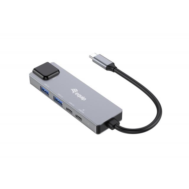Equip - 133496 Adaptador multifunción 5 en 1, 2,5 GbE, USB-A x 2, USB-C x 1, USB-C , 100 W USB PD