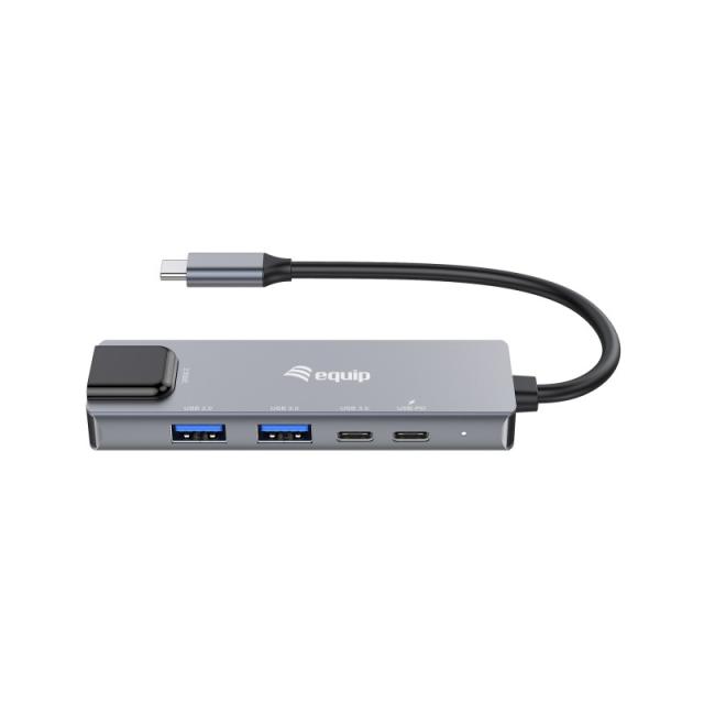 Equip - 133496 Adaptador multifunción 5 en 1, 2,5 GbE, USB-A x 2, USB-C x 1, USB-C , 100 W USB PD