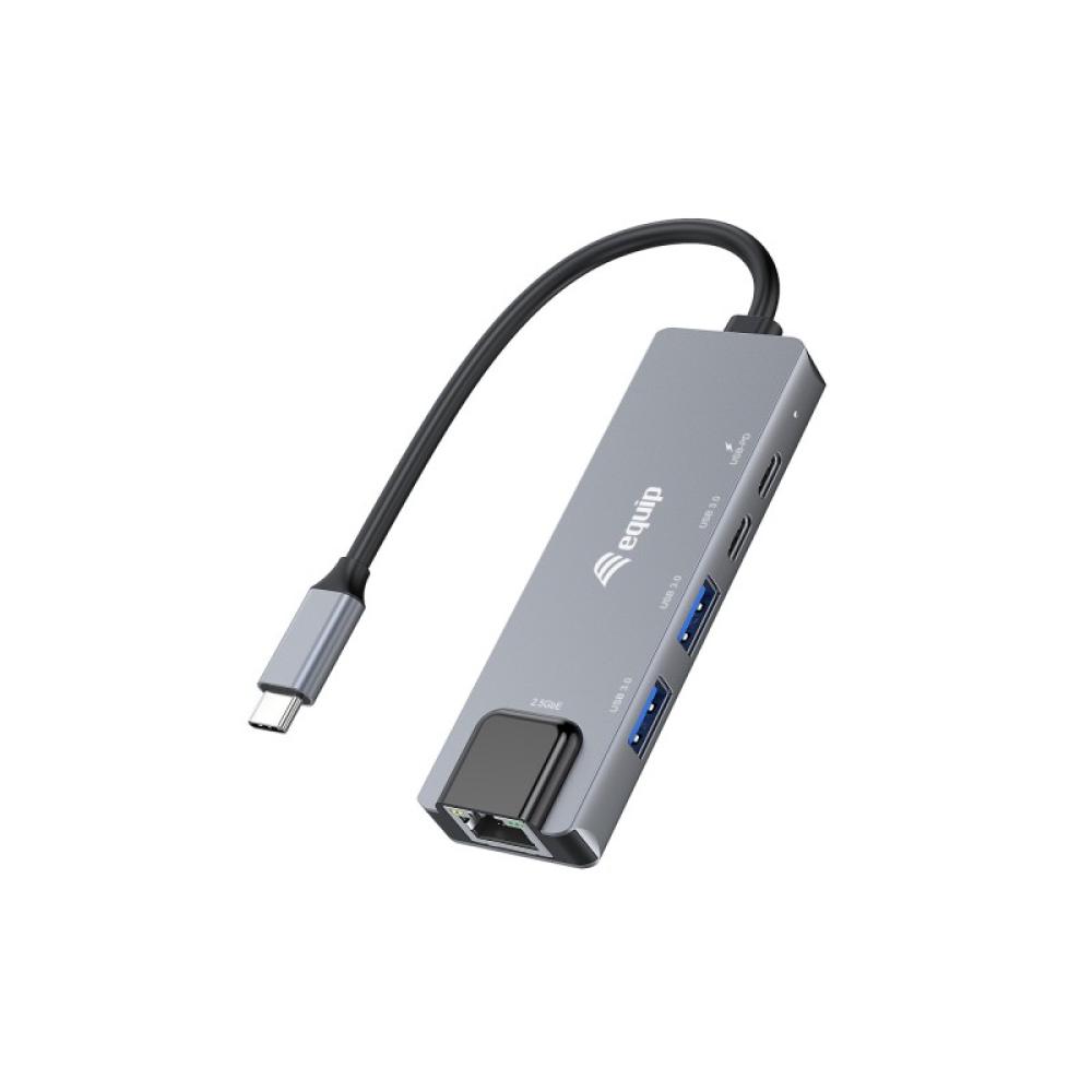 Equip - 133496 Adaptador multifunción 5 en 1, 2,5 GbE, USB-A x 2, USB-C x 1, USB-C , 100 W USB PD