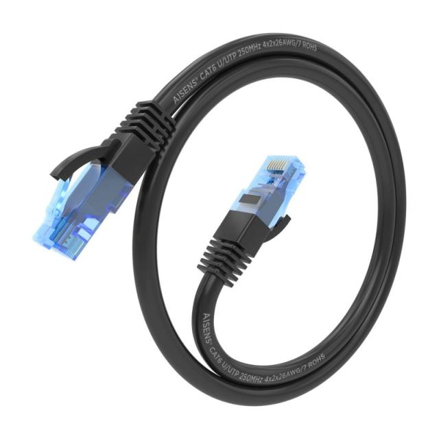 AISENS - Cable De Red Latiguillo RJ45 Cat.6 UTP AWG26 CCA, Negro, 25 cm