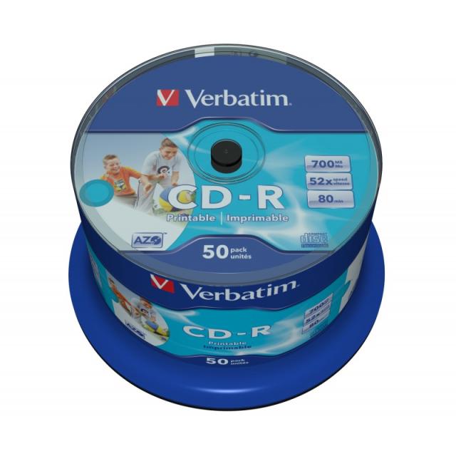 Verbatim - CD-R AZO Wide Inkjet Printable no ID 700 MB 52x 50 pieza(s)