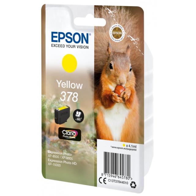 Epson - Squirrel Singlepack Yellow 378 Claria Photo HD Ink