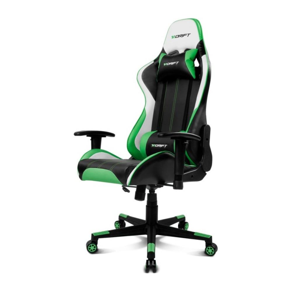 DRIFT - DR175 Silla para videojuegos universal Asiento acolchado Negro, Verde, Blanco