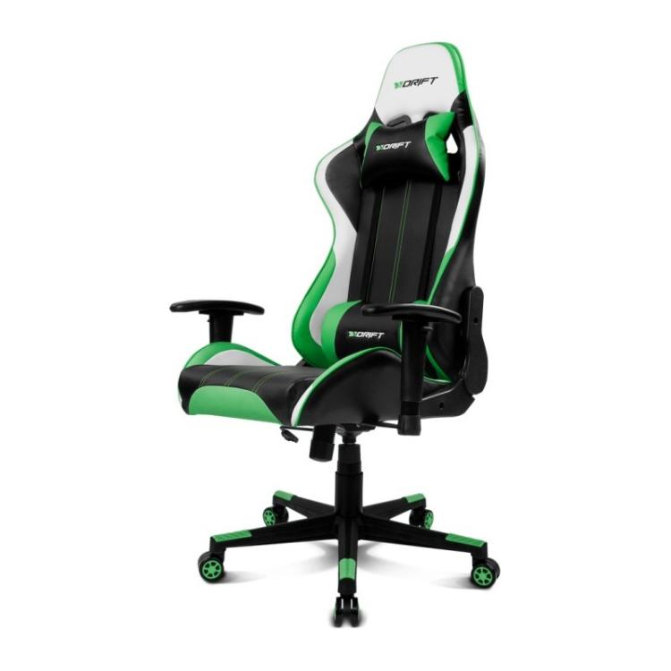DRIFT - DR175 Silla para videojuegos universal Asiento acolchado Negro, Verde, Blanco