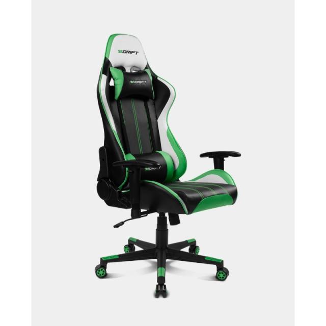 DRIFT - DR175 Silla para videojuegos universal Asiento acolchado Negro, Verde, Blanco