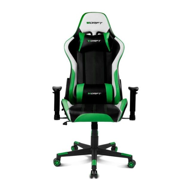 DRIFT - DR175 Silla para videojuegos universal Asiento acolchado Negro, Verde, Blanco