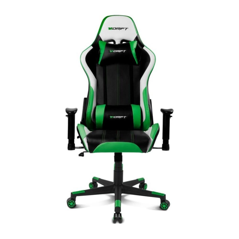 DRIFT - DR175 Silla para videojuegos universal Asiento acolchado Negro, Verde, Blanco
