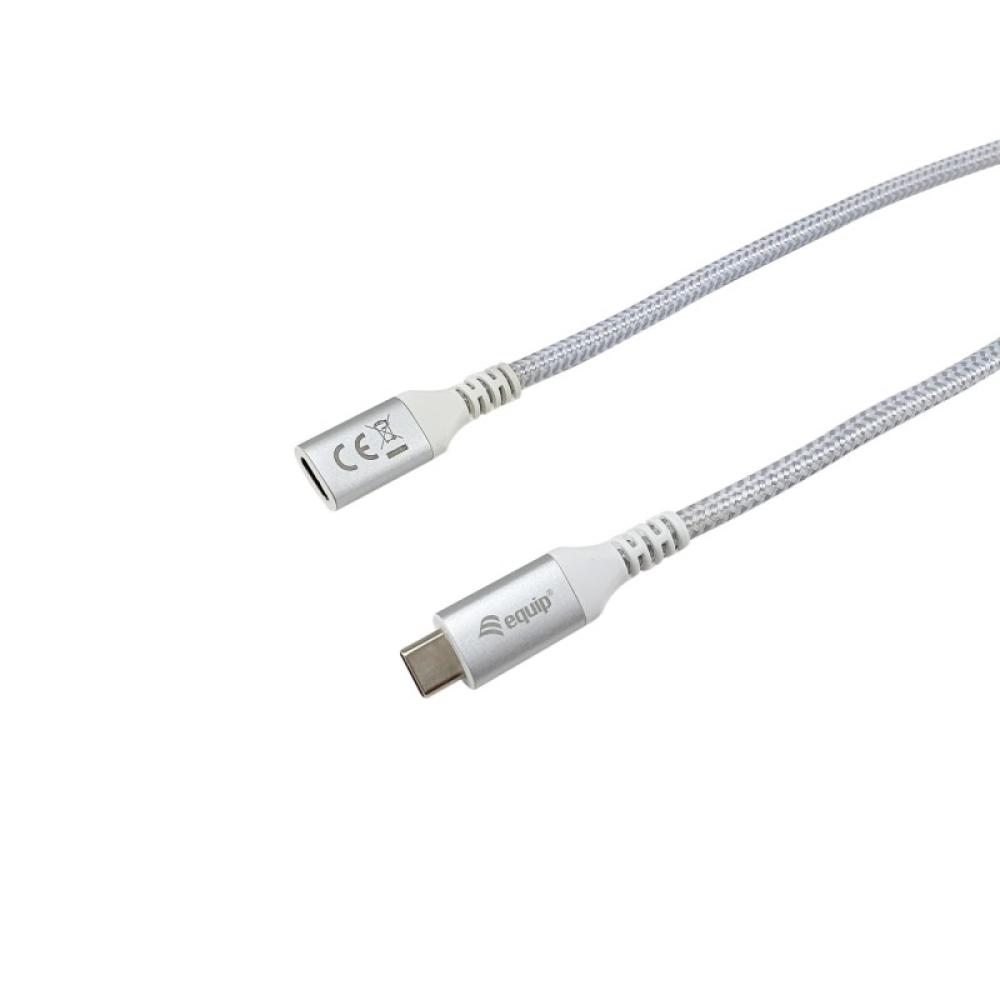 Equip - 128375 Cable de extensión USB 3.2 Gen 2 C a C, 0,5m, M/F, 4K/60Hz, 10Gbps, Blanco