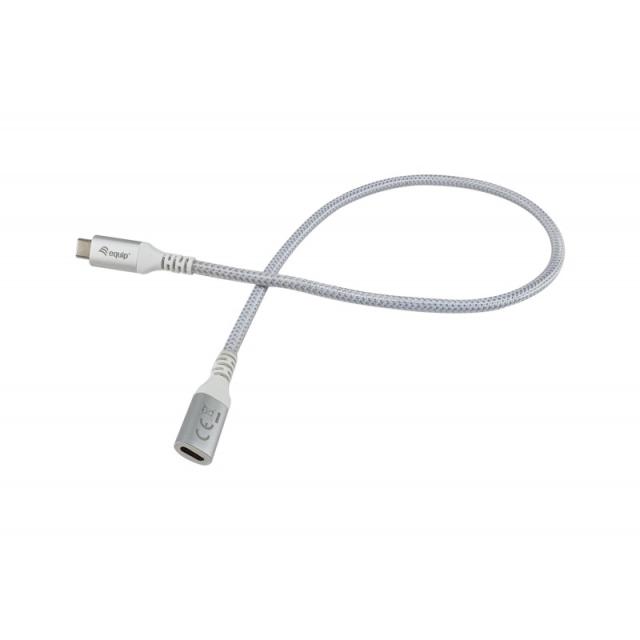 Equip - 128375 Cable de extensión USB 3.2 Gen 2 C a C, 0,5m, M/F, 4K/60Hz, 10Gbps, Blanco