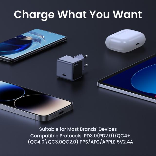 Ugreen - Nexode S 30W USB-C GaN Fast Charger EU gray Teléfono móvil, Batería portátil, Teléfono Gris Corriente alterna Interior
