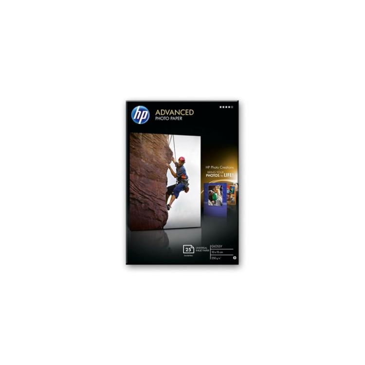HP - Papel fotográfico Advanced, brillante, 250 g/m2, 10 x 15 cm (101 x 152 mm), 25 hojas