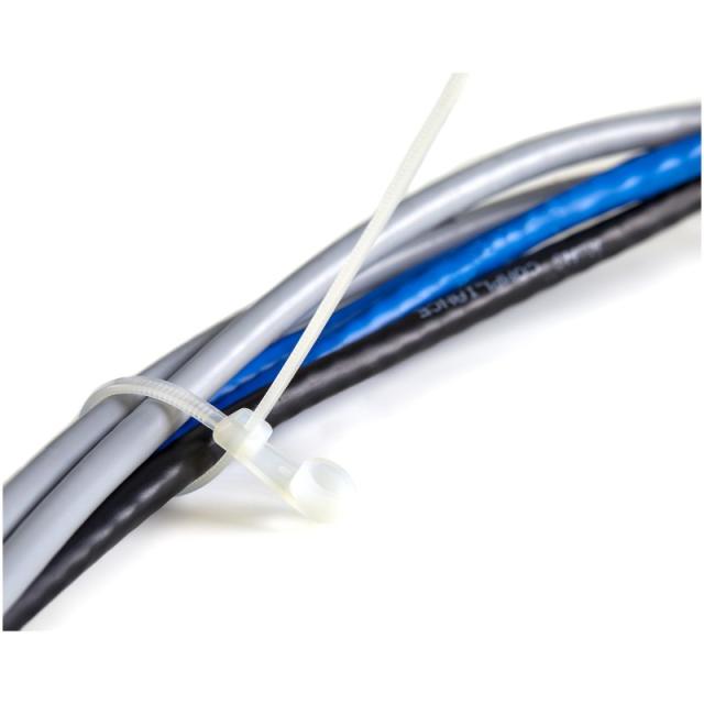 StarTech.com - Bridas sujetacables de 20cm con perforación de montaje - 4 mm de ancho, para grupo de cables de 52 mm, soportan 2