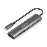 AISENS - USB-C Dock 7 en 1, USB-C A, 1x HDMI, 2x USB-A USB2.0, 1x USB-A USB3.0, 1x USB-C PD 100W, 1x SD, 1x MicroSD, Gris, 15cm