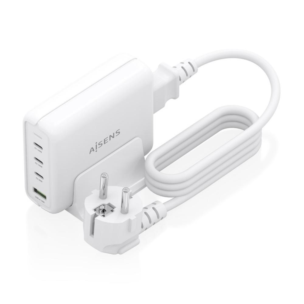 AISENS - Cargador Sobremesa GaN 140W, 3x USB-C PD3.1 QC4.0 QC5.0, 1x USB-A QC3.0, Blanco
